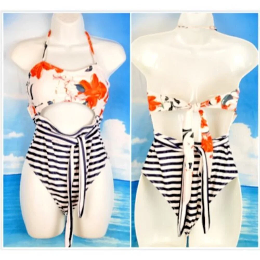 CUPSHE Woman Cut Out ONE Piece Swim Bathing Suit Multi Color Adj Straps size Med